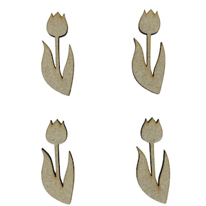 20x Tulipany Kwiat Roślina 4 cm Drewniane Rzemiosło Ozdoby Cięte Laserowo Kształt MDF
