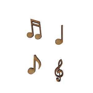30x Notas musicales variadas 2cm Embelishments de madera Cortada con láser Forma MDF
