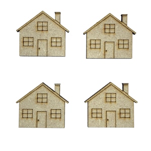 16x Casa con finestre di dettaglio 3 cm Dimbelishments in legno artigianato taglio laser forma MDF