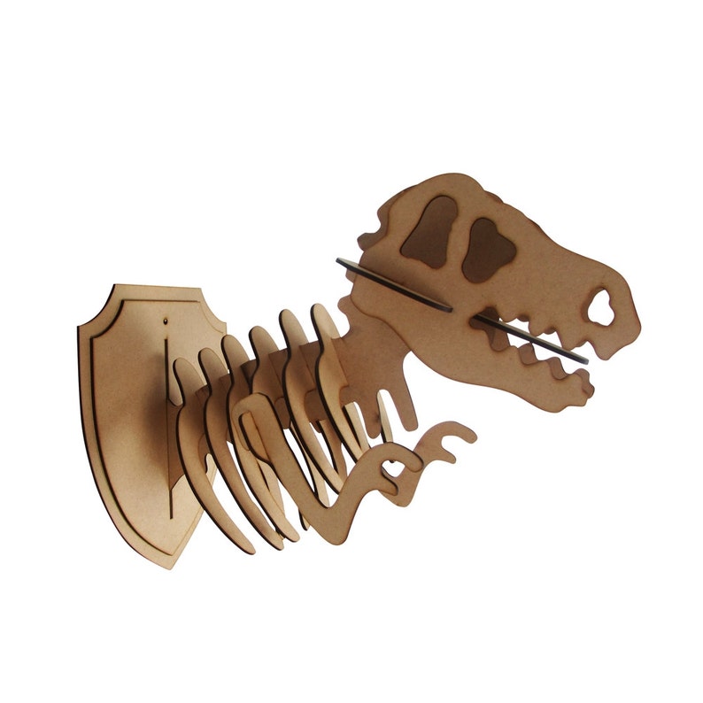 L/S Wooden T-Rex Animal Trophy Animal Head 3D Jurassic World Dinosaur Wall Art Home Decor image 2