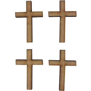 16x Krzyż 4 cm Drewniane ozdoby rzemieślnicze Cięte laserowo Kształt MDF