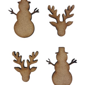 16x Mixed Snowman Rentier 3cm 4cm Holz Handwerk Embelishments Laser Cut Form MDF