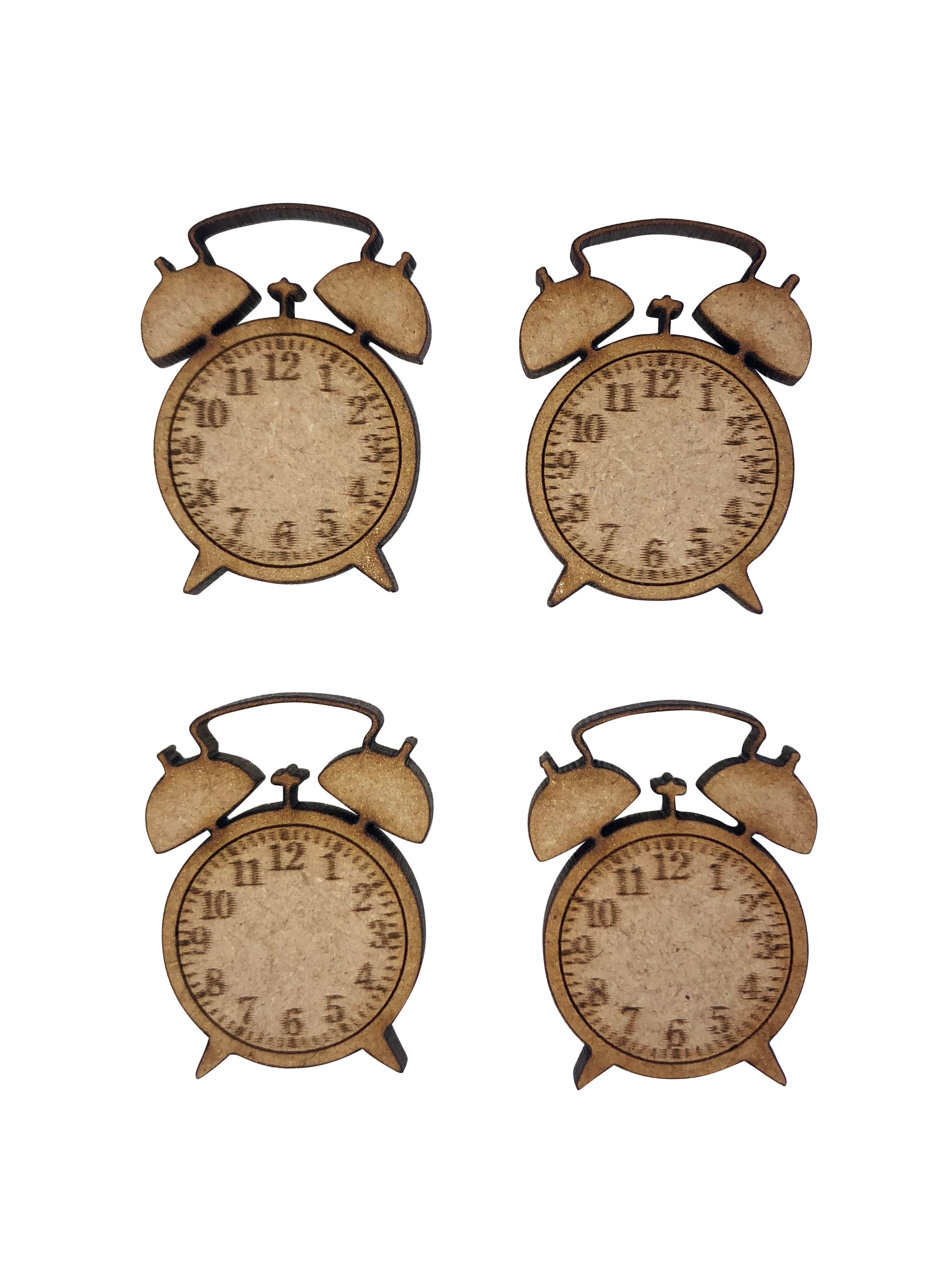 16x Alarm Clock 3cm Wood Craft Embelishments Laser Cut Shape MDF, image size:2250x3000