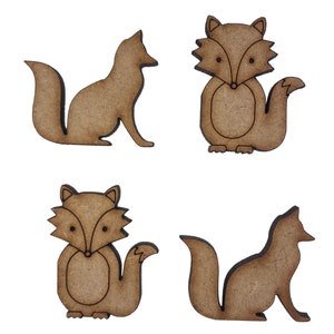 20x Fox Foxes Foxy 3 cm Drewniane ozdoby do robótek ręcznych Wycinane laserowo Kształt MDF