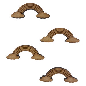 20x Tęczowa chmura 4 cm Drewniane ozdoby do robótek ręcznych Wycinane laserowo Kształt MDF