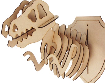 L/S Wooden T-Rex Animal Trophy Animal Head 3D - Jurassic World Dinosaur Wall Art Home Decor