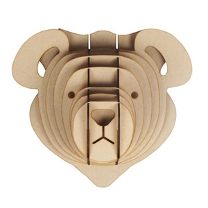 Large/ Small Wooden Teddy Bear Animal Trophy Head 3D Wall Art Kids Home Decor