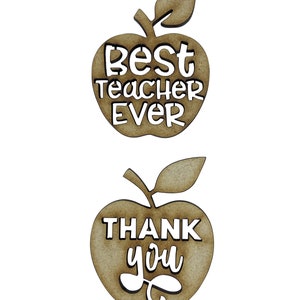 6x Beste Lehrer Äpfel Dankeschön 5cm Holz Handwerk Embelishments Laser Cut Form