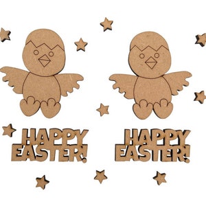 Poussins de Pâques artisanaux en Mdf, décorations découpées au laser, embellissements, fabrication de cartes