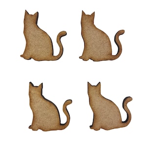 16x Koty 3 cm Drewniane ozdoby do robótek ręcznych Wycinane laserowo Kształt MDF