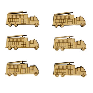 15x Veicoli antincendio Salvataggio 4cm Legno Artigianato Ombreggiamenti Taglio Laser Forma