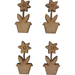 16x Pot de plantes à fleurs 4cm Wood Craft Embelishments Laser Cut Shape MDF
