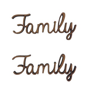 6x Palabras de la Familia 5cm Madera Artesanía Embelishments Forma cortada por láser MDF