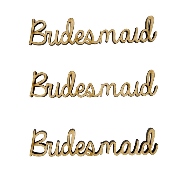 6x Bridesmaid Wedding Words 6cm Wood Craft Embelishments Laser Cut Shape