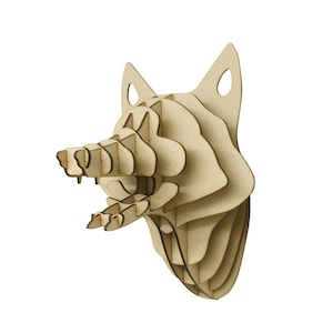 Large/ Small Wooden Fox Trophy 3D Animal Head Wall Art Home Decor - Laser Cut 3D Wall Hanging