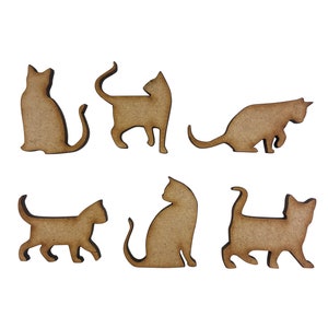 20x Assorted Cat Shapes Cats 3cm Wood Craft Embelishments Laser Cut Shape MDF