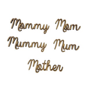 10x mãe mãe palavras 5cm enfeites artesanais de madeira formato de corte a laser mdf