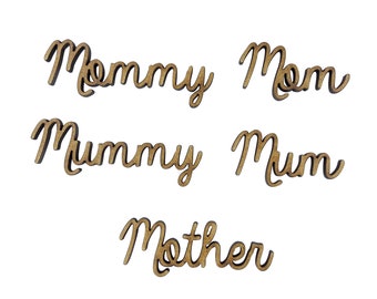10x Mom Mum Mother Words 5cm Wood Craft Embelishments Laser Cut Shape MDF