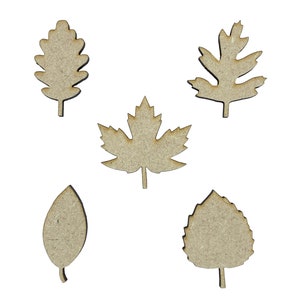 20x Hojas Mixtas Hoja Roble Arce 3cm Madera Artesanía Embelishments Forma Cortada con Láser MDF