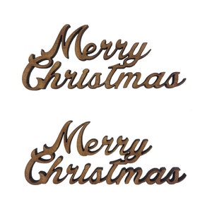 4x Merry Christmas 7cm Holz Handwerk Embelishments Laser Cut Form MDF