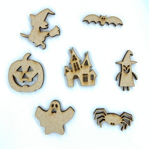 20x Mieszane Halloweenowe Duchy Nietoperzy 3 cm Drewniane Ozdoby Rzemieślnicze Cięte Laserowo Kształt MDF