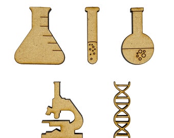 20x Science Lab DNA Experiment Mix 3cm Wood Craft Embelishments Laser Cut Shape