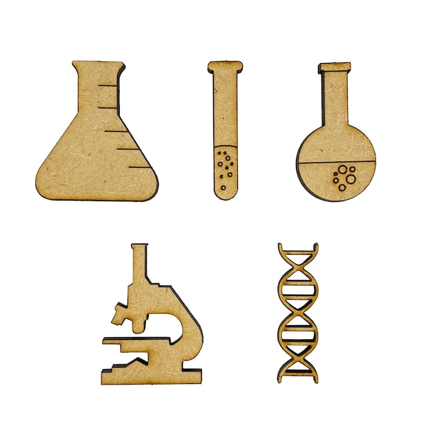 20x Science Lab DNA Experiment Mix 3cm Wood Craft Embelishments Laser Cut Shape