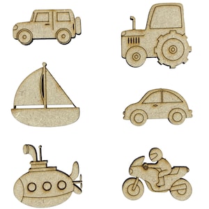 20x veicoli misti con dettaglio 3cm legno artigianato abbellimenti taglio laser forma MDF