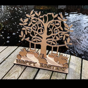 Ostern Baum Eier Dekoration Szene Holz Handwerk Kit DIY Laser Cut