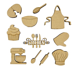 20x Cuisson Cuisine Chef 3cm Bois Artisanat Embelishments Laser Cut Forme