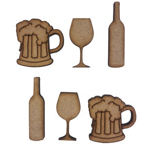 20x Gemengd Bier Wijn Alcohol 3cm Hout Ambachtelijke Embelishments Laser Gesneden Vorm MDF