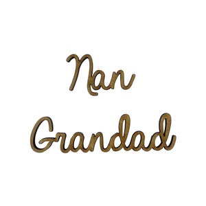 8x Nan Grandad Words 6 cm Drewniane ozdoby do robótek ręcznych Wycinane laserowo Kształt MDF