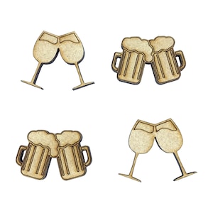20x Alcol Vino Bicchiere Saluti 3cm Legno Artigianato Abbellimenti Forma Tagliata al Laser