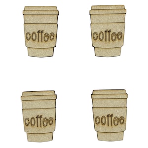 20x Kubki do kawy Latte 3 cm Drewniane ozdoby do robótek ręcznych Kształt wycinany laserowo MDF