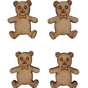 16x Miś Teddy 3 cm Drewniane ozdoby do robótek ręcznych Wycinane laserowo Kształt MDF