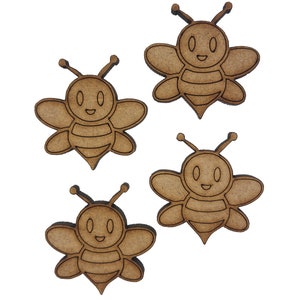 16x Bumble Bee Fly 3 cm Drewniane ozdoby do robótek ręcznych Wycinane laserowo kształty MDF