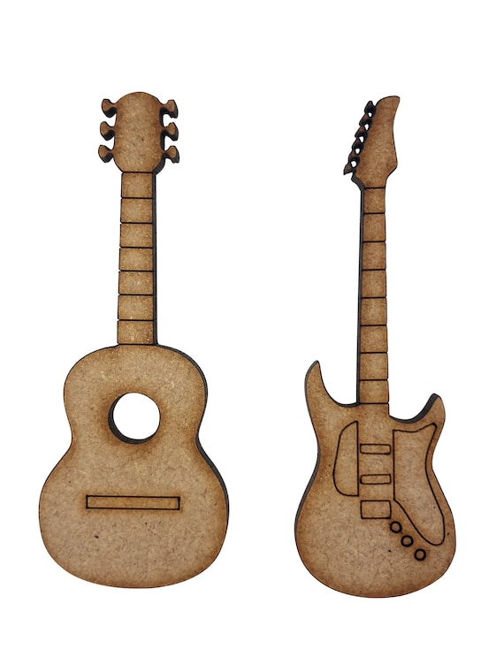 8x Electric Acoustic Guitars 7cm Wood Craft Embelishments Laser