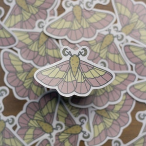 Rosy Maple Moth Matte Vinyl Sticker | Among Thorns And Roses | Among Thorns and Roses