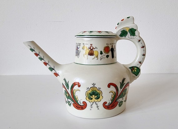 Unique Porsgrund Norge Wedding Procession Teapot, Original 
