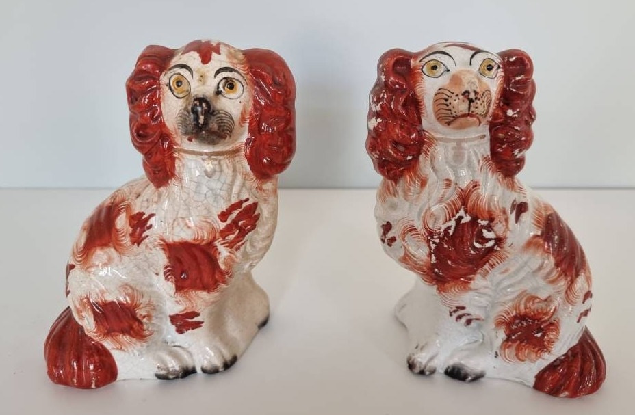 Collection Figurines Staffordshire Anciennes 1800 - Cerf, Bouledogue, Chien De Berger - Poterie Anglaise