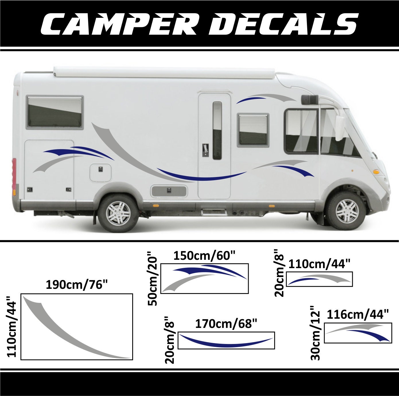 Motorhome Stripes Big Caravan Decals 2 Color Camper RV Etsy