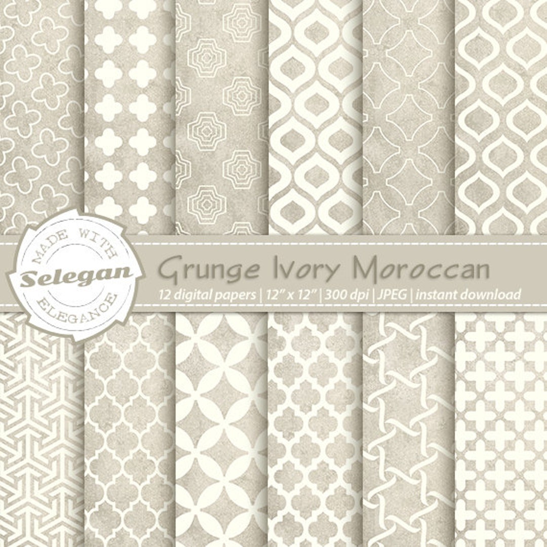 GRUNGE IVORY MOROCCAN Digital Printable Scrapbook Paper Patterns - Etsy
