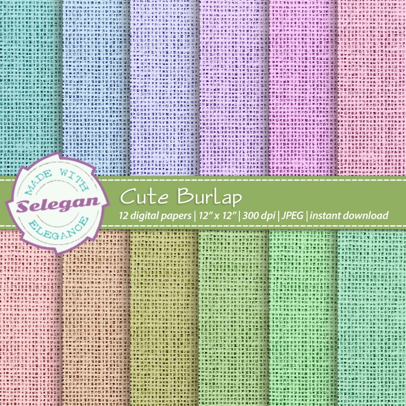 CUTE BURLAP Digital Printable Paper, Scrapbooking Paper, 12x12 Pattern, Burlap Texture, Cute Background image 1