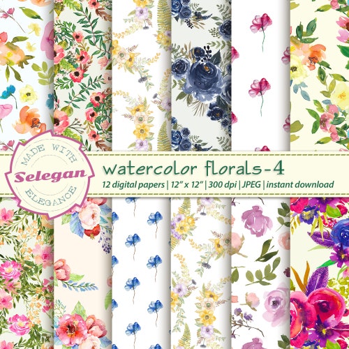Anemone Digital Paper Pack Watercolor White Flowers Seamless - Etsy ...