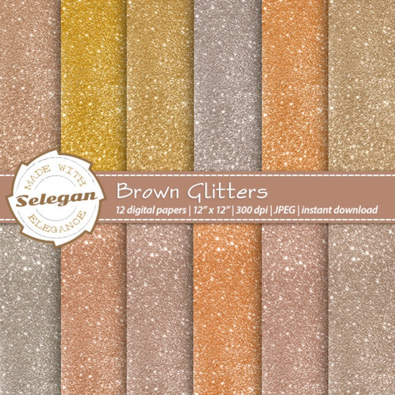 Glitter Paper Pack Brown Glitters Printable - Etsy