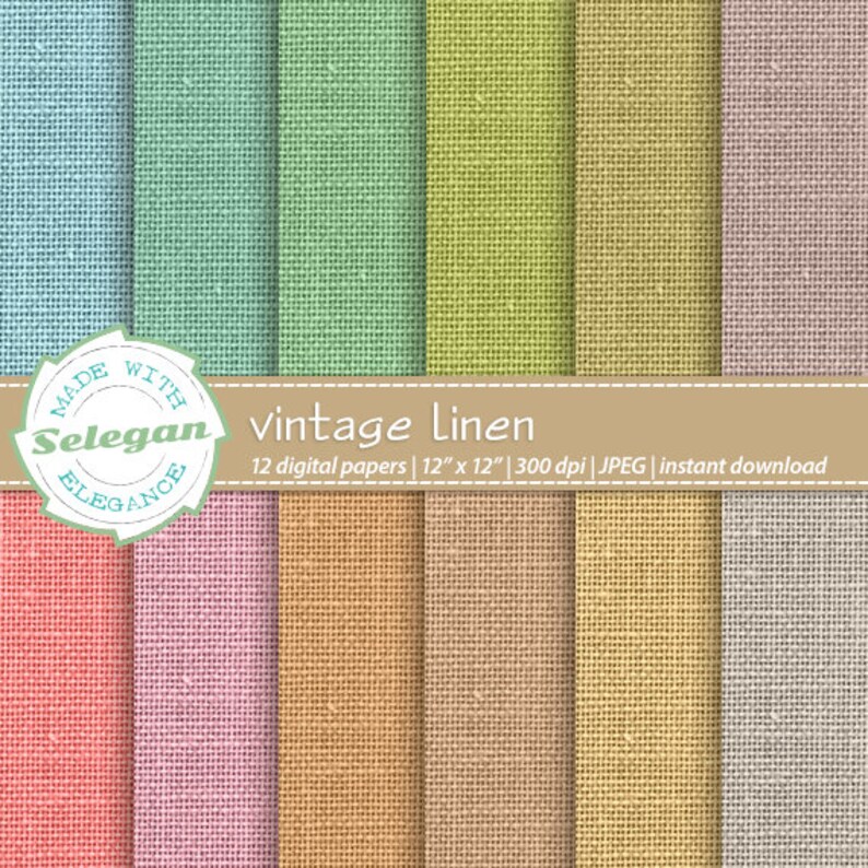 VINTAGE LINEN Digital Scrapbook Paper 12x12 Printable Etsy