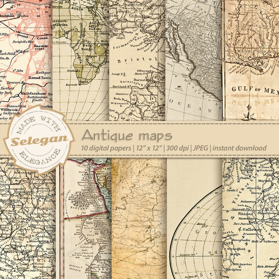ANTIQUE MAPS High Resolution Old Map Diagram Backgrounds for Printing ...