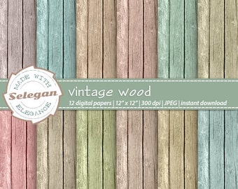 VINTAGE WOOD , Digital Scrapbook Paper, 12x12 Printable, Wooden Board, Sign board, Nature Tree Pattern Background Download