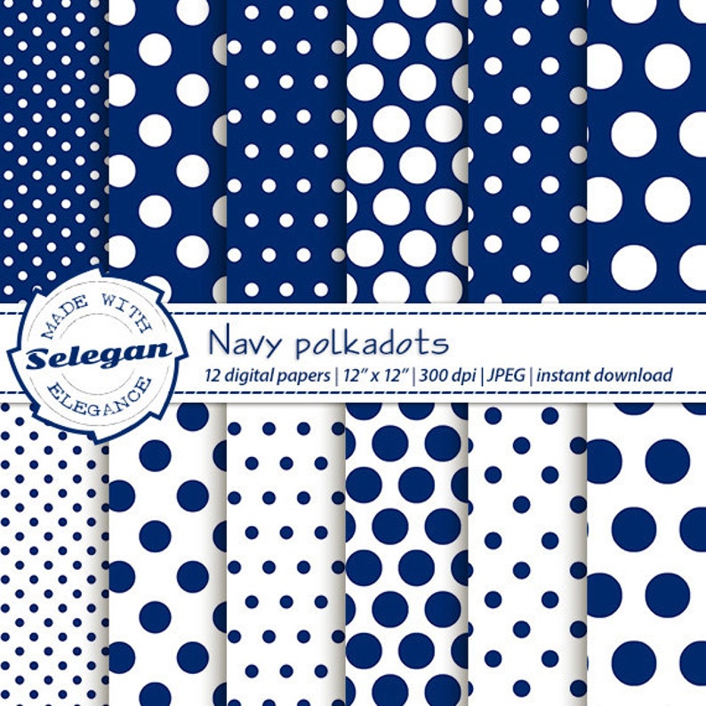 Polka dot background Navy Polkadots polka dots | Etsy
