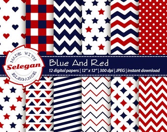 BLUE and RED , july 4 Patriotic colours, united states fourth of july, americana patterns scrapbook paper download